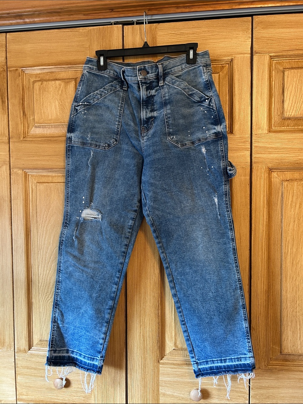 a.n.a Relaxed High-Rise Distressed Blue Carpenter Jeans